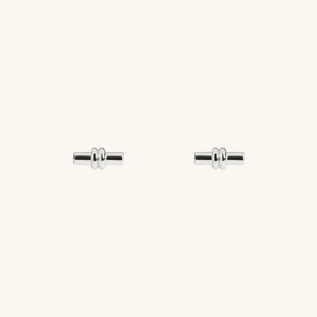 T Bar Stud Earrings Silver